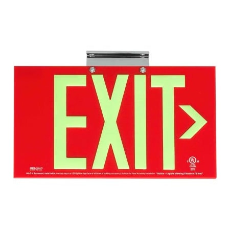 Hubbell Lighting Dual-Lite DPL Exit Sign, Photoluminescent w/Red Letters, Aluminum Frame, Single Face DPLAF50SR